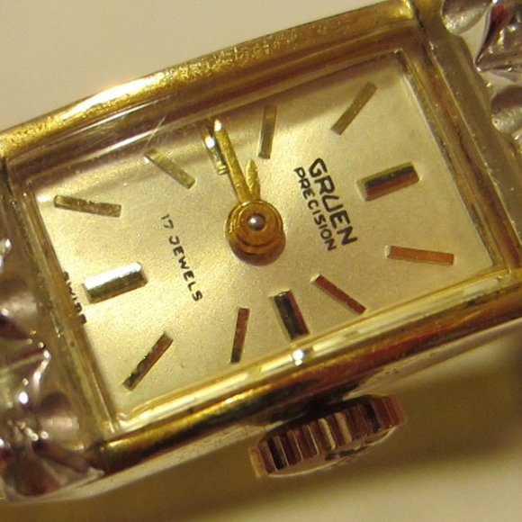 Gruen Percision Diamante Gold Plated Wrist Watch Hand Winds Kreisler USA main image 10